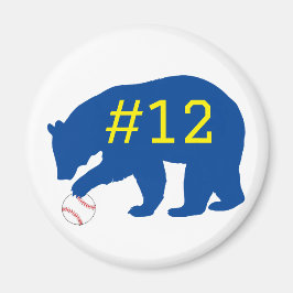 Íman Urso Azul com Softball/ Baseball Magnet com Não.