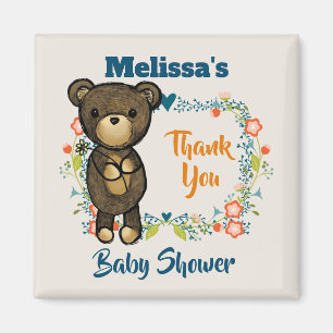 Íman Urso bonito, flor amarela & obrigado floral da