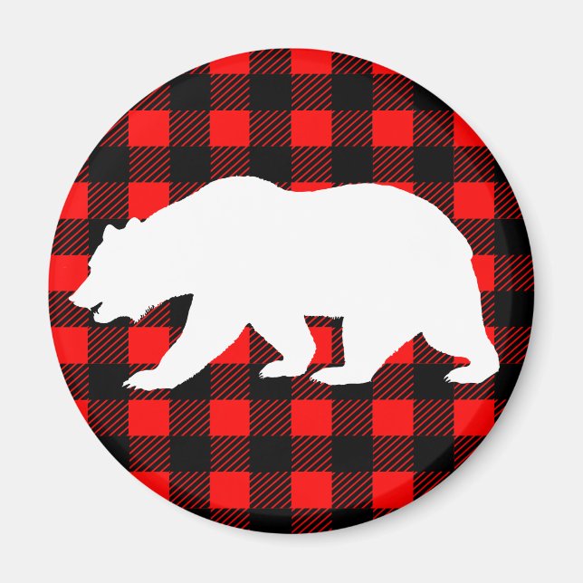 Íman Urso Branco e Xadrez de Verificação de Buffalo Ver (Frente)