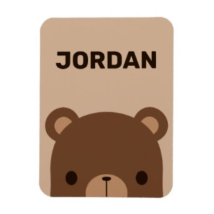 Íman Urso Castanho Bonito com Nome Personalizado