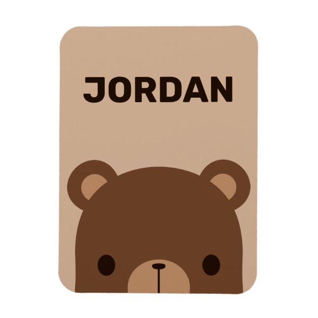 Íman Urso Castanho Bonito com Nome Personalizado (Vertical)