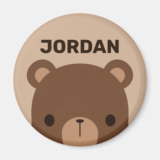 Íman Urso Castanho Bonito com Nome Personalizado (Frente)