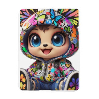 Íman Urso Chibi Bonito no Hoodie da Borboleta do Grafit