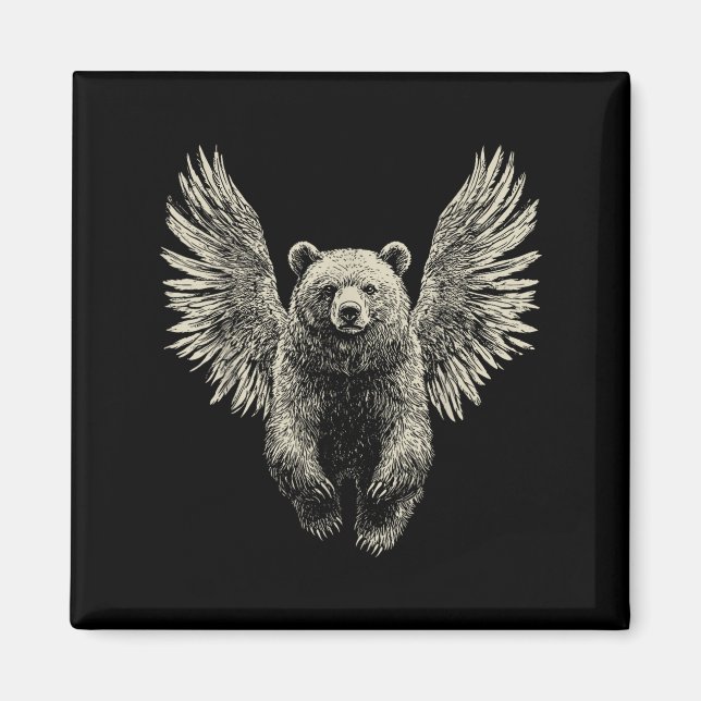Íman Urso com Anjo Retro Trabalho de arte Flyin (Frente)