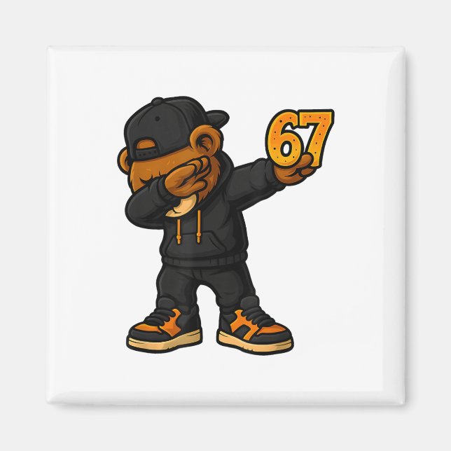 Íman Urso Dabbing 67 Meme Engraçado Brainrot Hip Hop Cr (Frente)