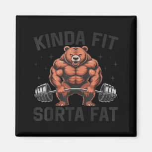 Íman Urso de academia engraçado meio em forma meio gord