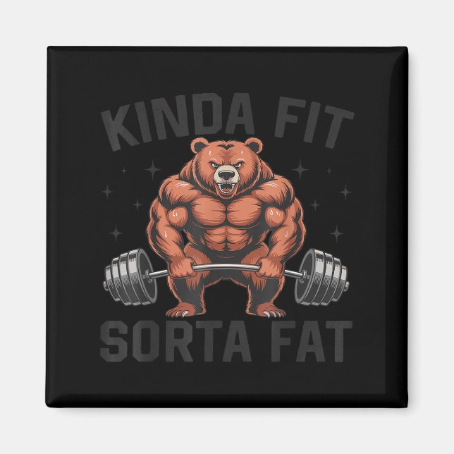Íman Urso de academia engraçado meio em forma meio gord (Frente)