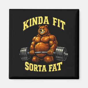 Íman Urso de Academia Engraçado_ Meio em Forma Um Pouco