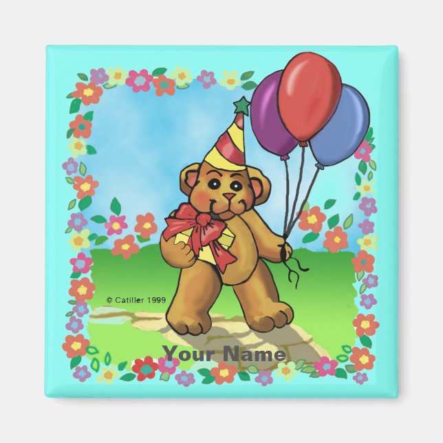 Íman Urso de festa de aniversário (Frente)