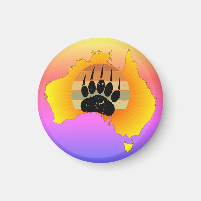 Íman Urso De Mapas Da Austrália Sunny Com Lugar De Sol  (Frente)