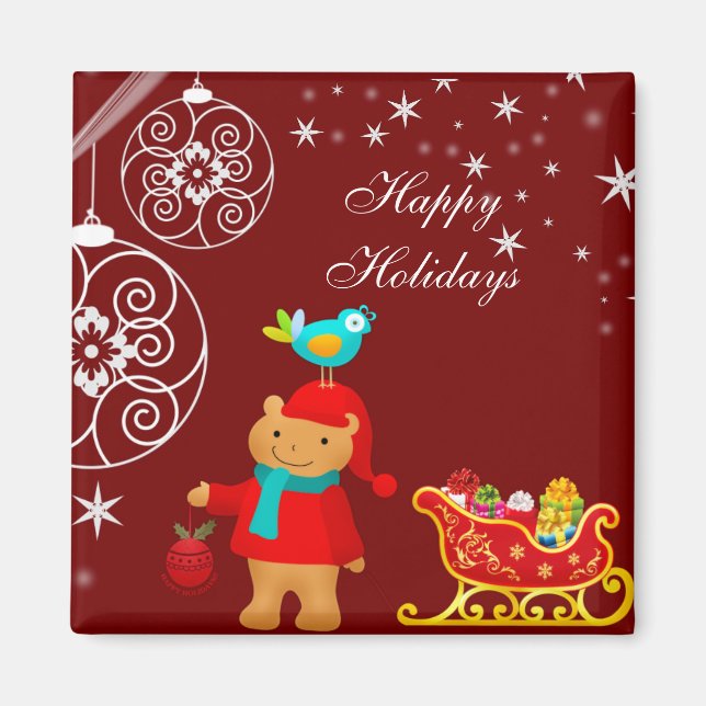 Íman Urso de Natal com Magneta de Leigh (Frente)