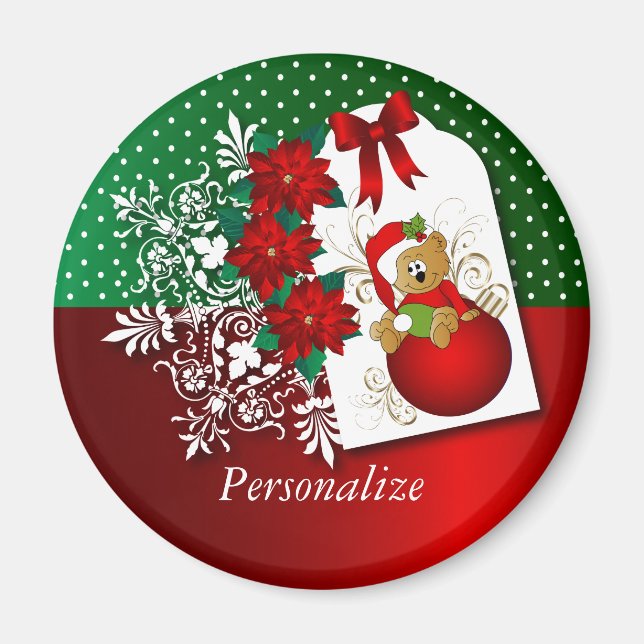 Íman Urso de Natal Festivo (Frente)