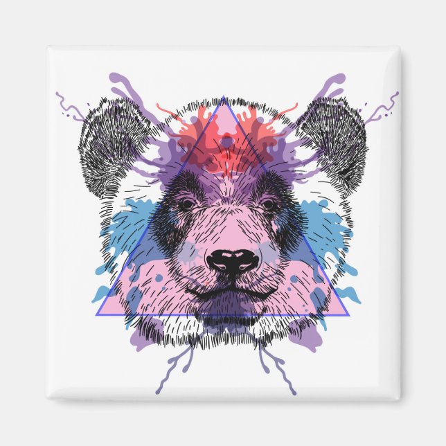 Íman Urso de Panda Geométrico (Frente)