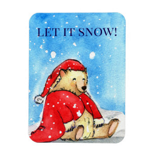 Íman Urso de Papai Noel na neve – Deixe nevar!