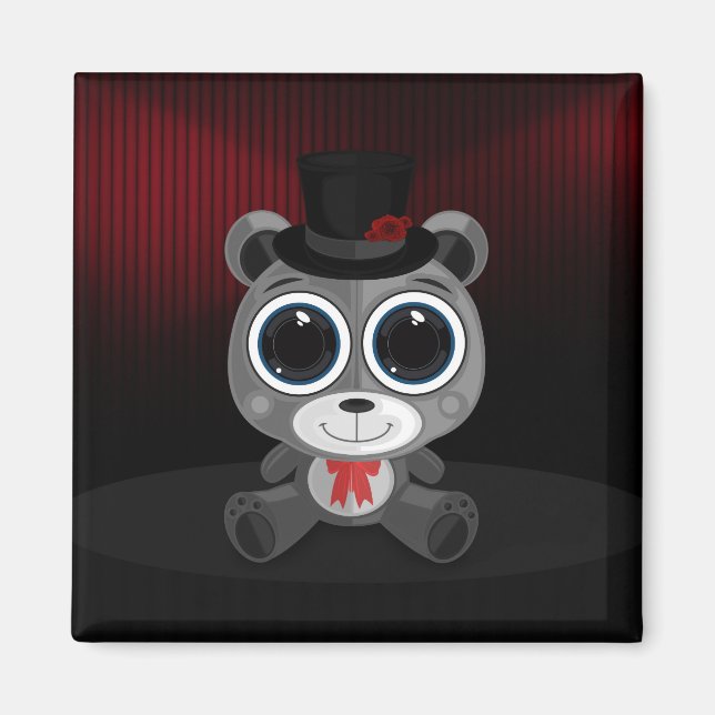 Íman Urso de Pelúcia - Cinza Elegante (Frente)