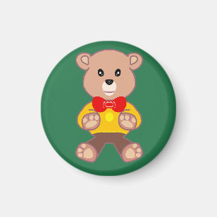 Íman Urso de pelúcia com gravata borboleta no verde