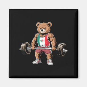 Íman Urso de pelúcia engraçado com a bandeira mexicana