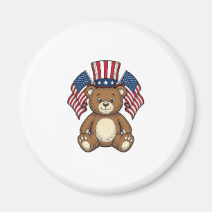 Íman Urso de pelúcia patriótico vintage design em vetor