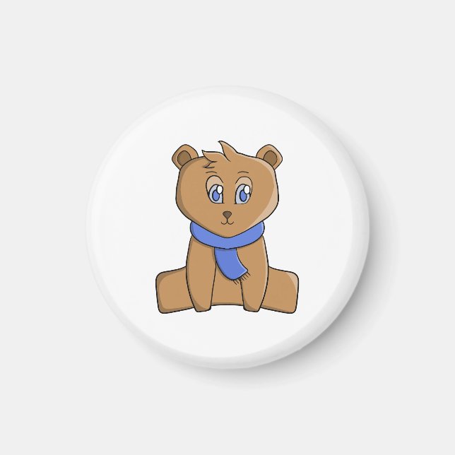 Íman Urso de pelúcia vestindo lenço azul (Frente)