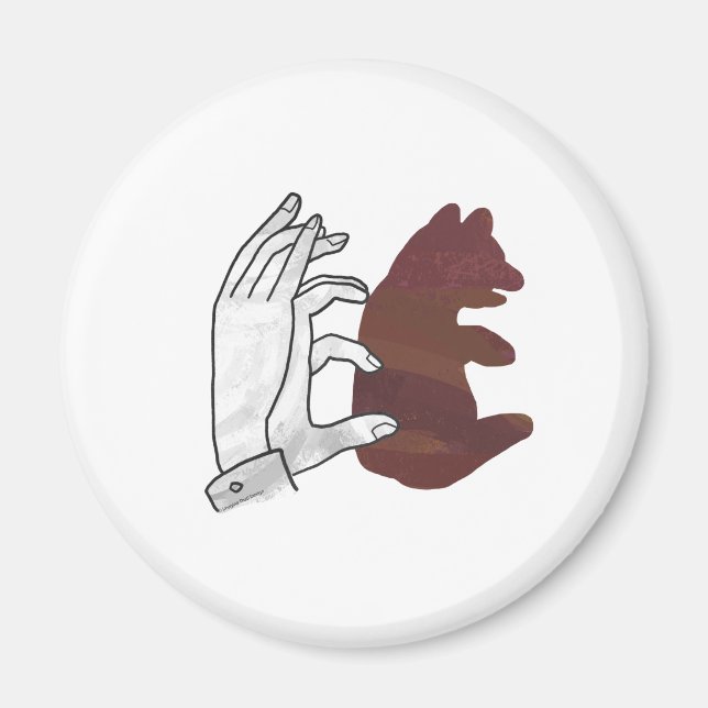 Íman Urso de Silhueta de Mão Castanho (Frente)