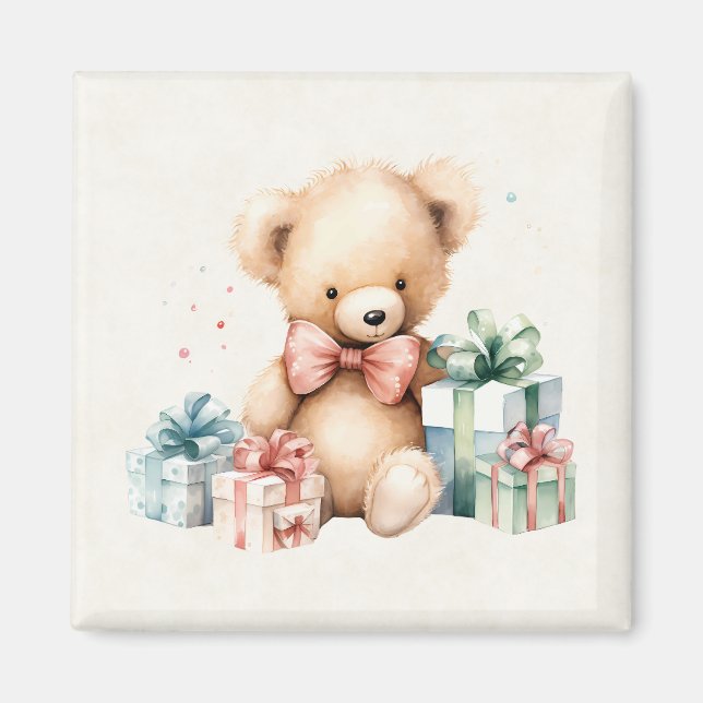Íman Urso de Teddy Bonito com Presentes de Natal (Frente)