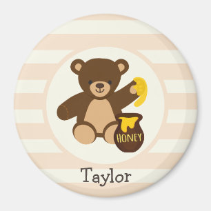 Íman Urso de ursinho bonito de Brown com mel amarelo