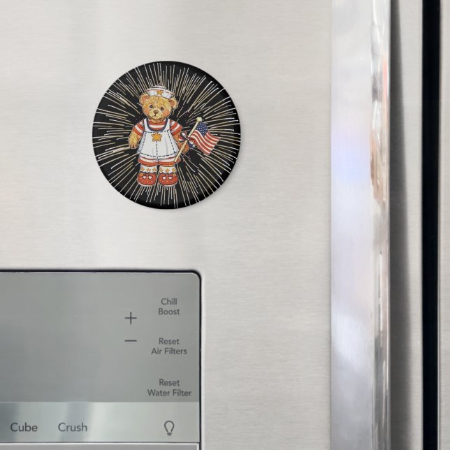 Íman Urso de Vintage com fogos de artifício brancos mod (In Situ (Fridge))
