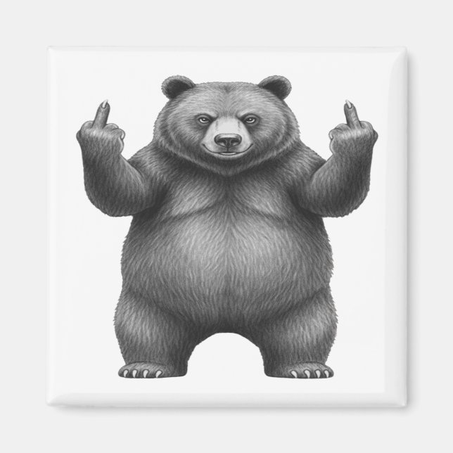 Íman Urso do Dedo do Meio Duplo (Frente)