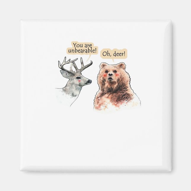 Íman Urso E Cervo Conversa Engraçado Design De Vida Sel (Frente)