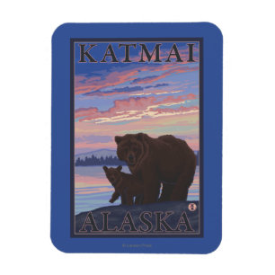 Íman Urso e Cub - Katmai, Alaska