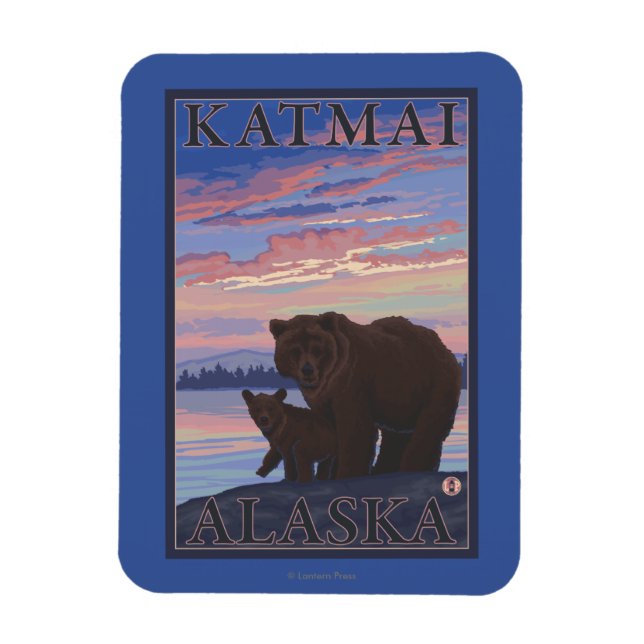 Íman Urso e Cub - Katmai, Alaska (Vertical)