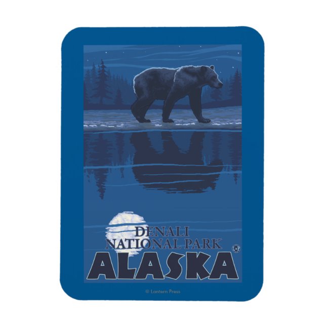 Íman Urso em Lua - Parque Nacional de Denali, Alasca (Vertical)