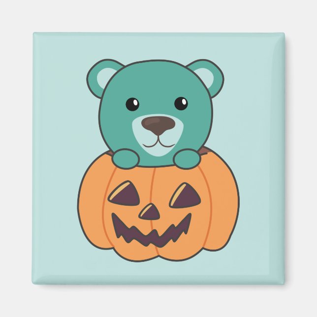 Íman Urso Em Pumpkin Doces Ursos Felizes De Halloween (Frente)