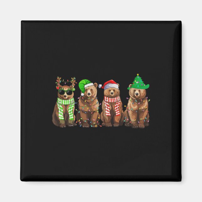 Íman Urso Engraçado Bear Luz De Natal Ao Longo Do Xmas  (Frente)