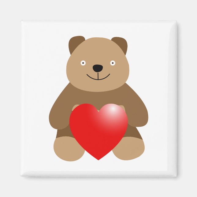 Íman Urso engraçado com coração (Frente)