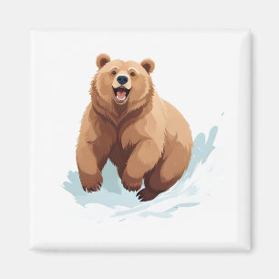 Íman Urso Feliz Brincadeira Saltando Na Floresta Aérea