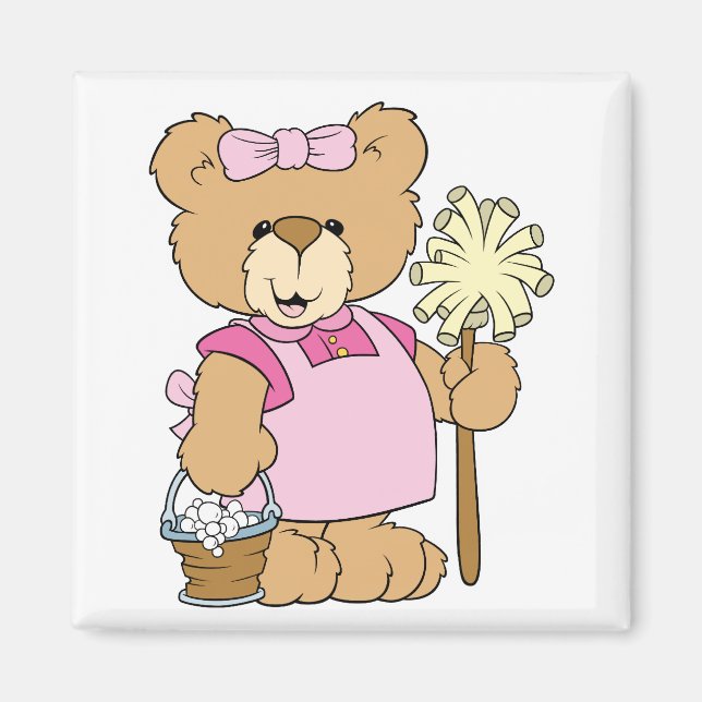 Íman Urso Fofo de Limpeza de Casa (Frente)