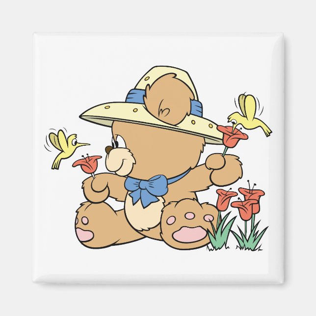 Íman Urso Fofo e Beija-flores (Frente)