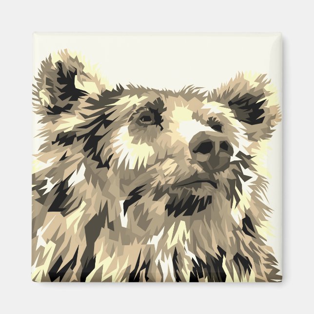 Íman Urso-grizzle pop art, castanho (Frente)
