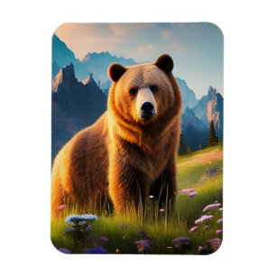 Íman Urso Grizzly no lado de montagem das flores