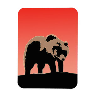 Íman Urso Grizzly no Sunset - Arte Original sobre Vida