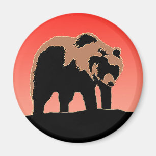 Íman Urso Grizzly no Sunset - Arte Original sobre Vida