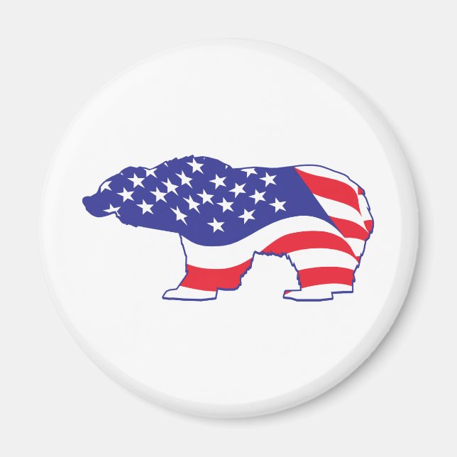 Íman Urso Grizzly Patriótico (Frente)