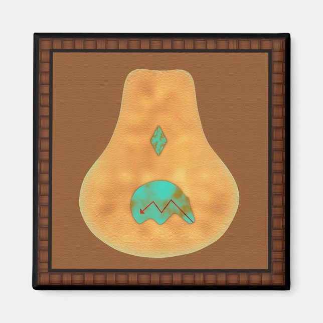 Íman Urso Nativo Americano Turquoise Zuni (Frente)