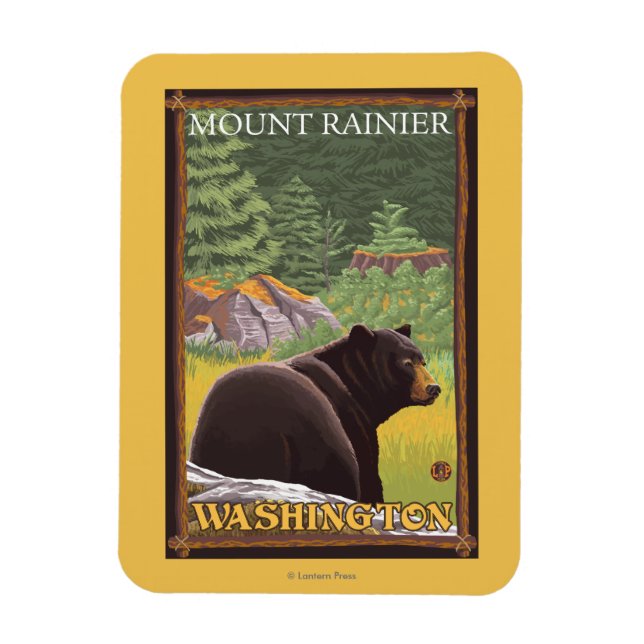 Íman Urso Negro na Floresta - Monte Rainier, Washington (Vertical)