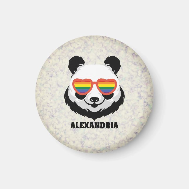 Íman Urso Panda Bonito | Arco-íris | LGBTQ (Frente)