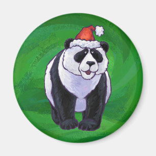 Íman Urso Panda com Chapéu de Natal em Verde