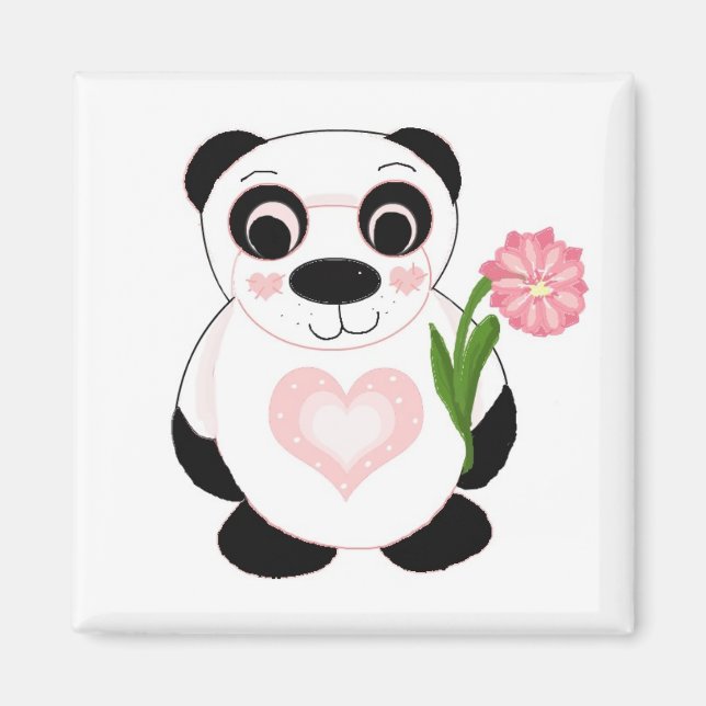 Íman Urso Panda com Flores (Frente)