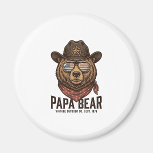 Íman Urso Papai Urso Cowboy Patriótico Vintage Desenho 