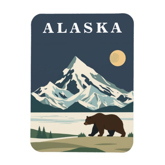 Íman Urso Pardo de Viagem Alaska Vintage (Vertical)